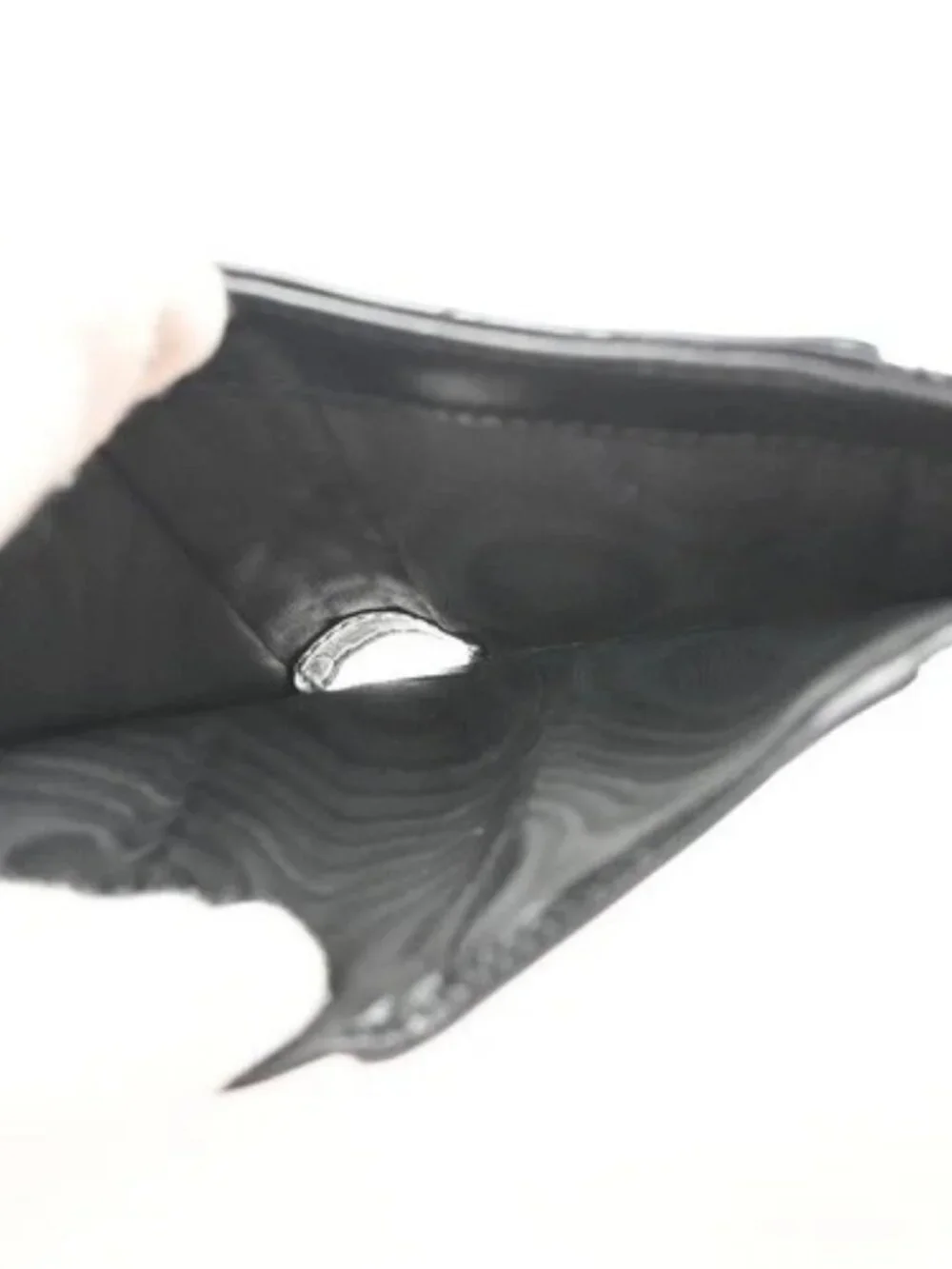 CHRISTIAN DIOR Logo Cannage Trifold Compact Wallet Patent Leather Black 34KC613